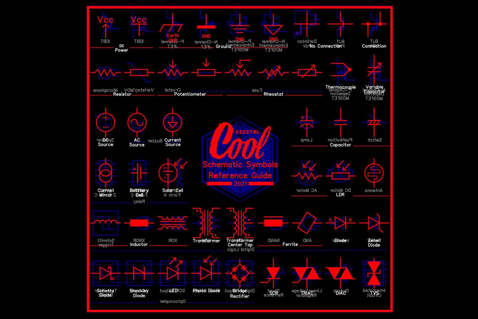 Schematic Symbol Reference Guide PCB Coaster Etsy
