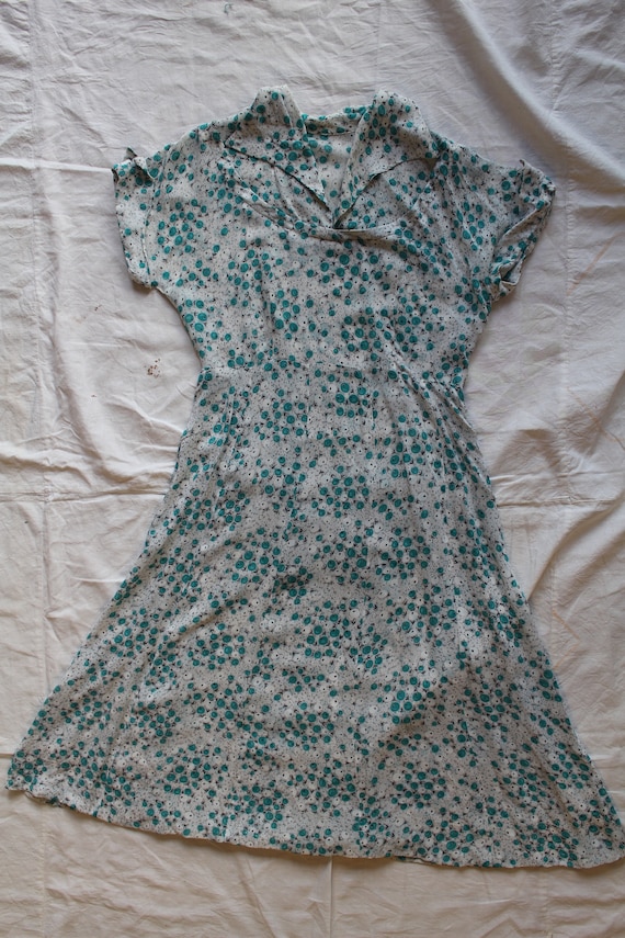 30s Novelty Print Chiffon Dress