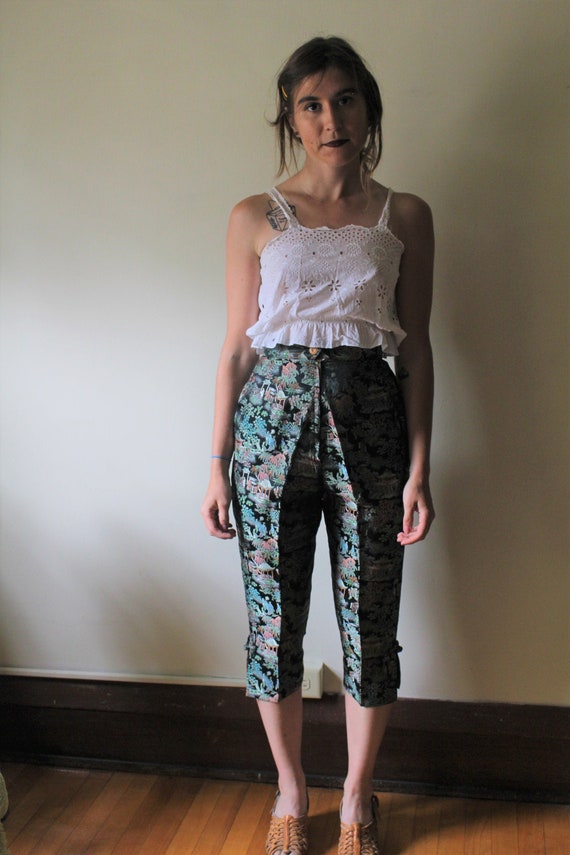 Vintage 50s Asian 2-piece silk set, High waisted p