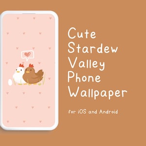 Cute Digital Hand Illustrated Minimal Stardew Valley Chickens Phone Wallpaper