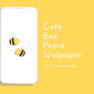 Cute Digital Hand Illustrated Minimal Bee Phone Wallpaper