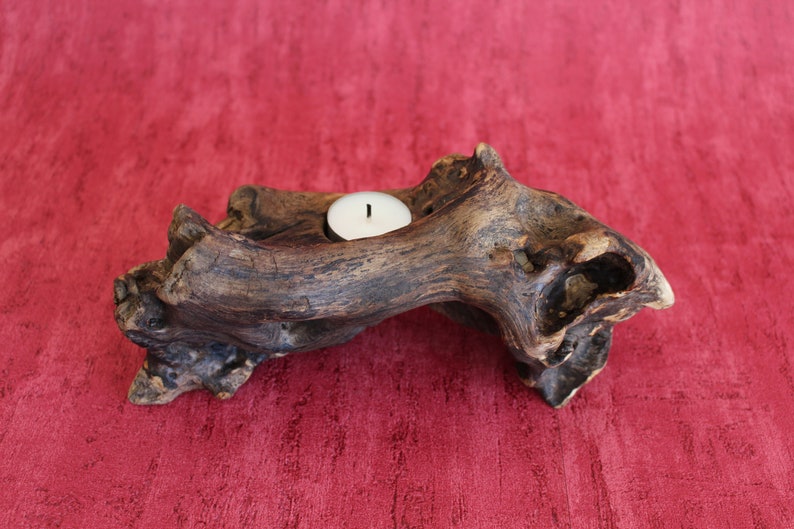 Kerzenständer Treibholz, Teelichthalter, Kerzenleuchter, Kerzenhalter Holz, Schwemmholz, Drift Wood, Candlestick Wood, Strand Deko Holz Bild 6