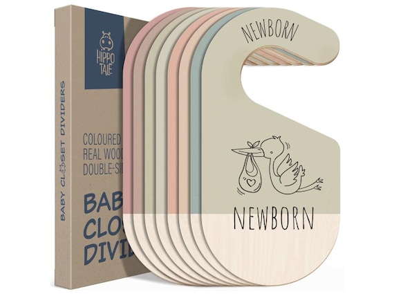8 Wooden Baby Closet Dividers - Baby Clothes Organizer, Baby Organizer Size Dividers, Baby Clothes Dividers for Baby Nursery Organization