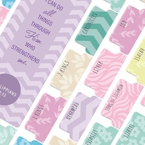 OFFILICIOUS Kawaii Bible Book Tabs – 100 Soft-Touch, Laminated Yellow and Pink Bible Tabs – Protestant & Catholic Bible Tabs Large Print
