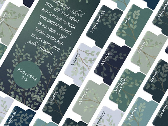 OFFILICIOUS Bible Book Tabs – 100 Soft-Touch, Laminated Dark Green Bible Tabs – Protestant & Catholic Bible Tabs Large Print