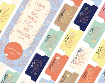 OFFILICIOUS Bible Book Tabs – 100 Soft-Touch, Laminated Yellow, Brown and Blue Bible Tabs – Protestant & Catholic Bible Tabs Large Print