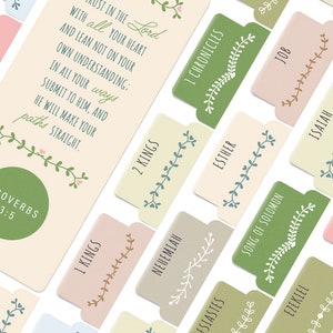 OFFILICIOUS Bible Book Tabs – 100 Soft-Touch, Laminated Pink, Blue and Green Bible Tabs – Protestant & Catholic Bible Tabs Large Print