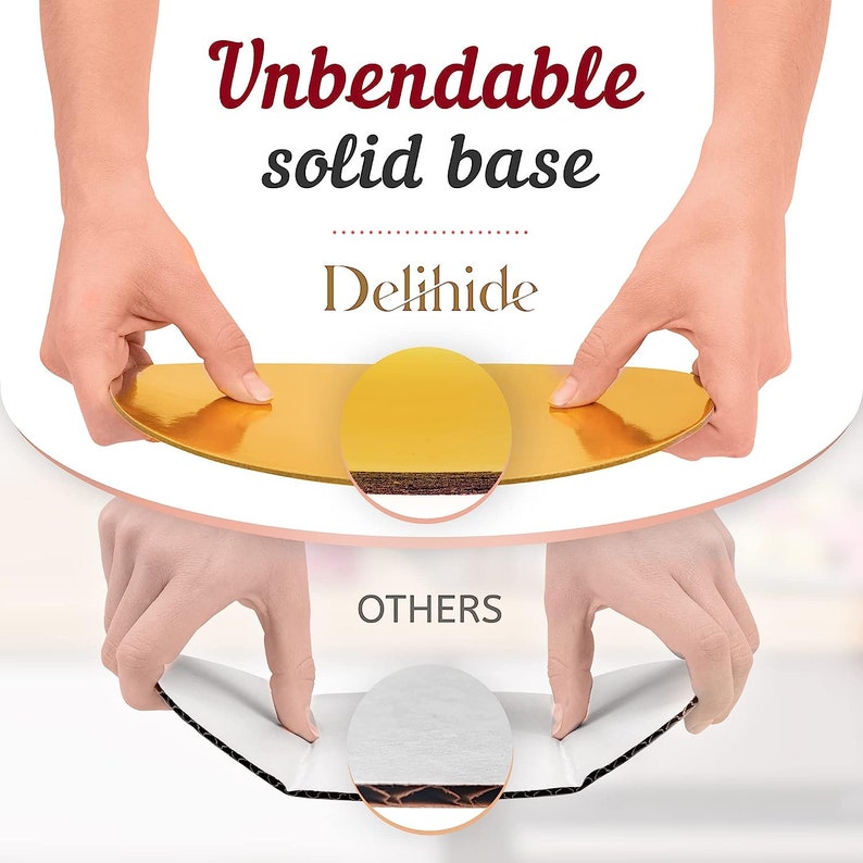 DELIHIDE 12 Front-loading Cake Boxes With Boards - White and Gold ...