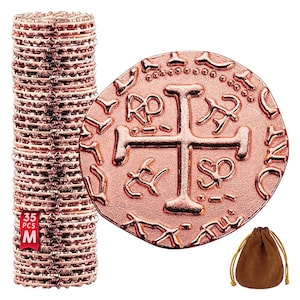 Metal Pirate Coins - Rose Gold Treasure Coin Set, Replica Spanish Doubloons for Board Games, Tokens, Cosplay - Money Imitation - 7/8&quot;