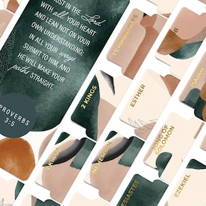 OFFILICIOUS Bible Book Tabs, 100 Soft-Touch, Gold-Foiled, Laminated Brown and Green Bible Tabs, Protestant & Catholic Tabs Large Print