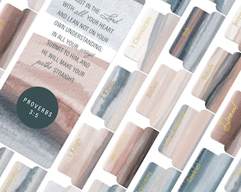 OFFILICIOUS Bible Book Tabs, 100 Soft-Touch, Gold-Foiled, Laminated Grey and Pink Bible Tabs, Protestant & Catholic Tabs Large Print