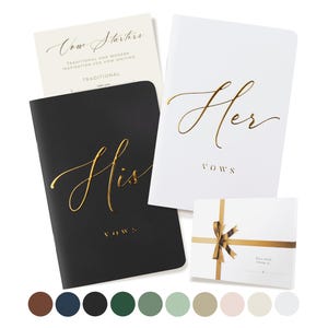 Vow Books His & Hers for Wedding Vow Renewal – Wedding Vows Book for Him and Her, Soft-Touch Cover, Gold Foil Engraving and 28 Lined Pages