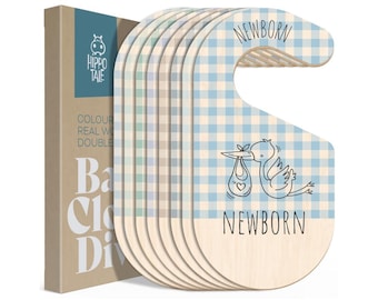 Baby Closet Dividers - Blue Baby Clothes Organizer for Nursery Decor, Storage & Organization - 8 Size Closet Dividers for Hanging Clothes