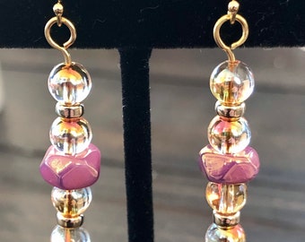 lots of colours Handmade Borosilicate 22k Gold fumed purple Hand faceted Beads 3 sizes