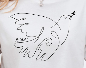 Picasso Dove of Peace T-Shirt: Animal Lover Gift