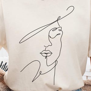 Woman Face Line Art Tshirt, Minimalist Aesthetic Tee, Abstract One Line Drawing Shirt, Single Line Art, Simple Face Graphic Tee Apparel