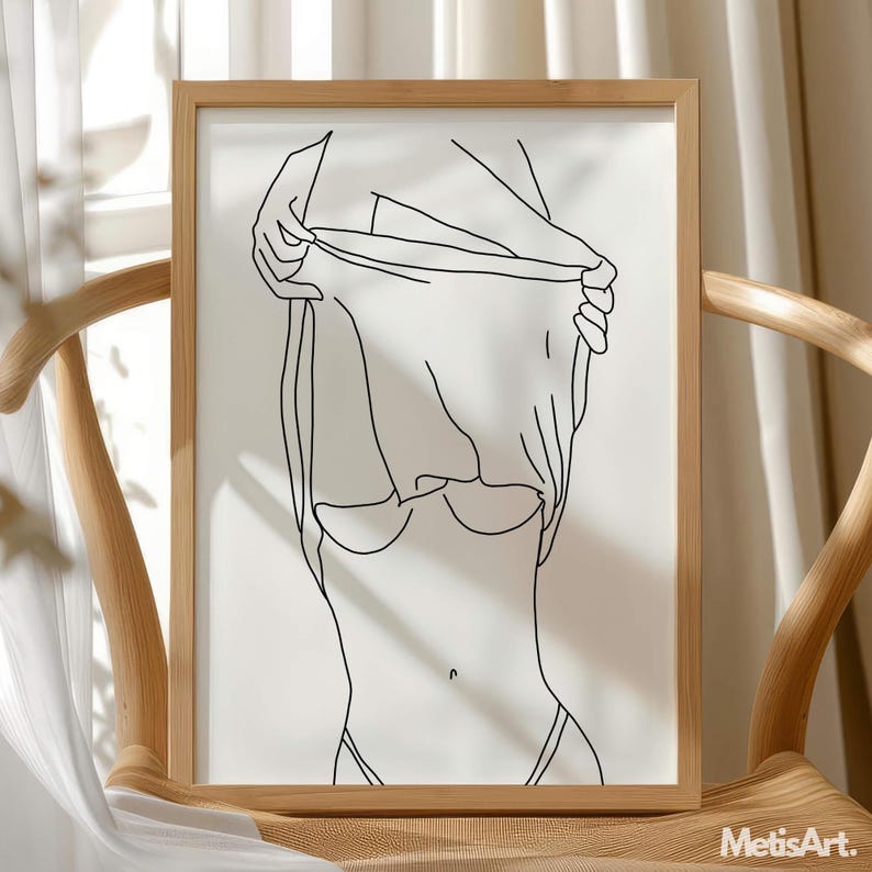 Minimalist Woman Figure Line Art Print - Sexy Bedroom Bathroom Wall ...