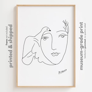 Picasso Woman Line Art Print: Minimalist Female Face Poster