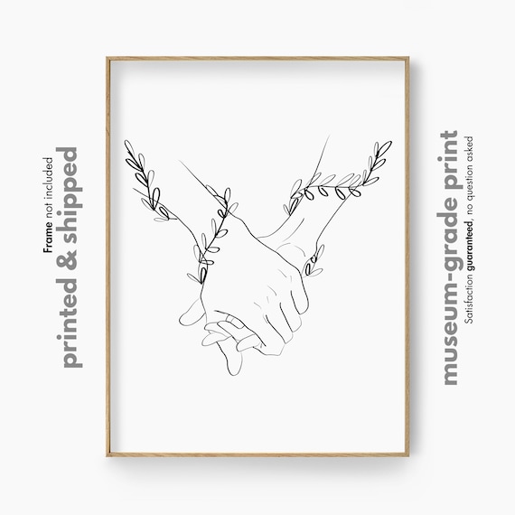 Couple Holding Hands Line Art Print, Minimalist Hands Line Drawing, Female  Hands Poster, Hand Line Sketch, Simple Hand Drawing, Bedroom Art -   Israel