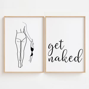 Get Naked Bathroom Wall Art, Funny Bathroom Art, Get Naked Line Art, Farmhouse Bathroom Art, Get Naked Poster, Bathroom Artwork, Bedroom Art