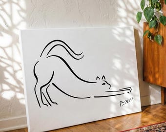 Picasso Cat Line Art Print - Minimalist Exhibition Gallery Poster