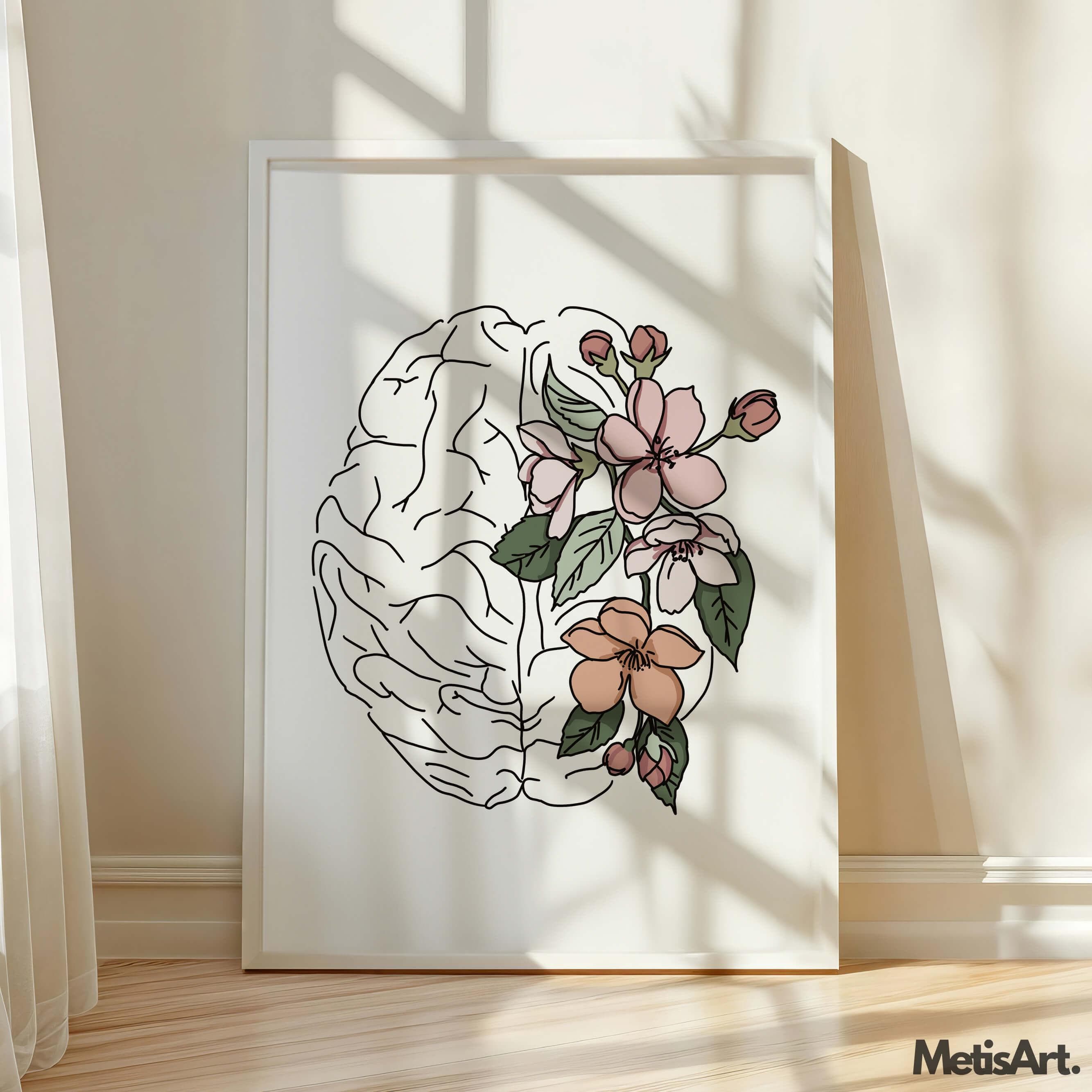 Floral Brain Art Print: Anatomy Poster, Psychiatrist Office Decor - Etsy