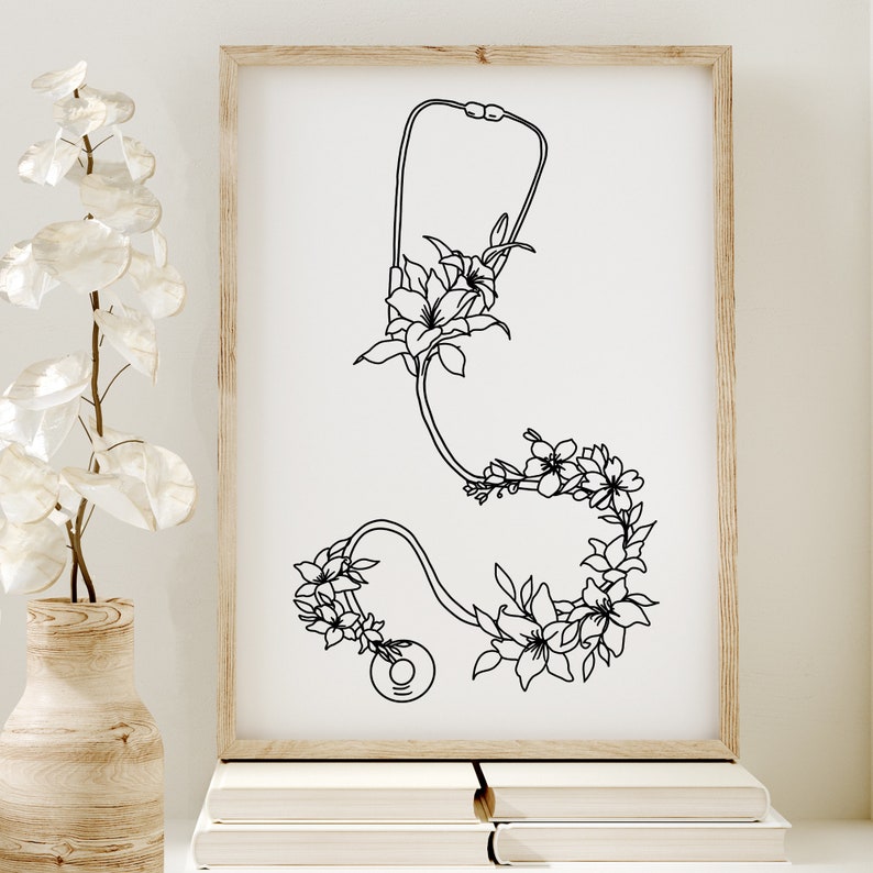 Doctor Office Wall Art Stethoscope Wall Decor Floral Etsy