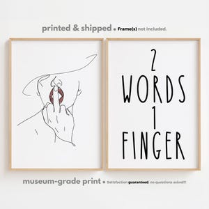 Abstract Woman Face Art Print Set: Middle Finger Poster