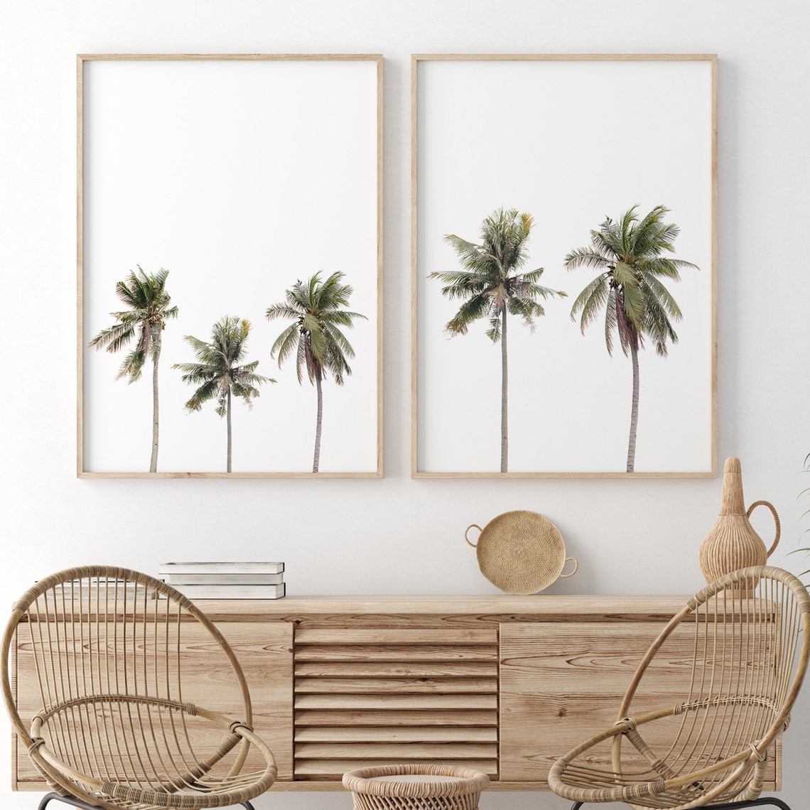 Palm Tree Wall Art Set Tropical Tree Art Print Minimalist Etsy