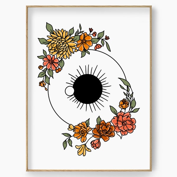 Floral Eyeball Anatomy Print, Optometry Poster, Optician Office Wall Art, Gift for Optometrist, Optical Wall Decor, Medical Student Gift