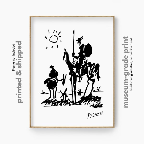 Picasso Don Quixote Sketch, Original Don Quixote Wall Art, Art Deco Poster, Art Gallery Poster, Exhibition Art Poster, Gallery Wall Art