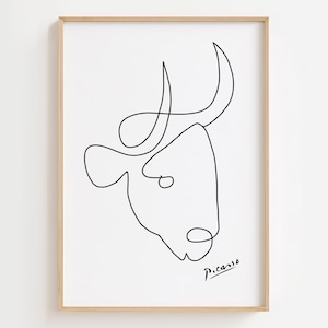 Picasso Bull Head Drawing, Picasso Bull Line Art Print, Exhibition Print, Minimalist Picasso Poster, Picasso Animal Sketch, Gallery Wall Art
