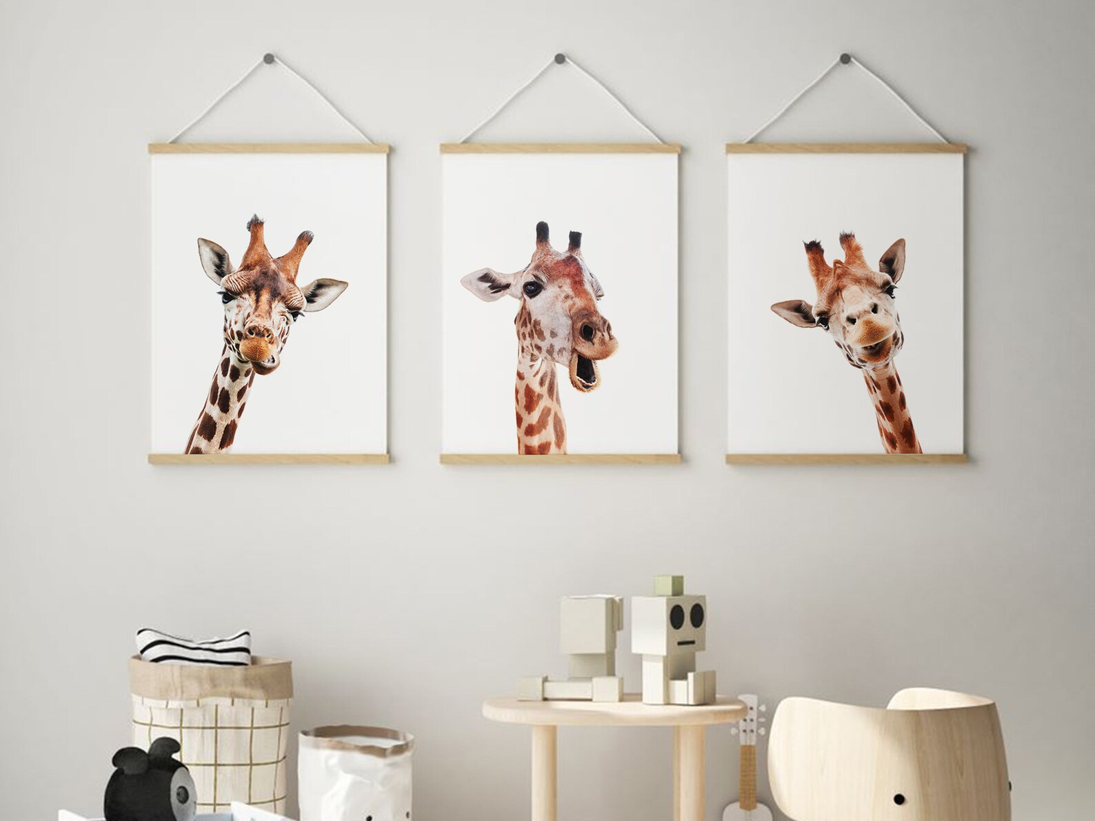 Colorful Giraffe Art Print Set Funny Giraffe Wall Art Etsy