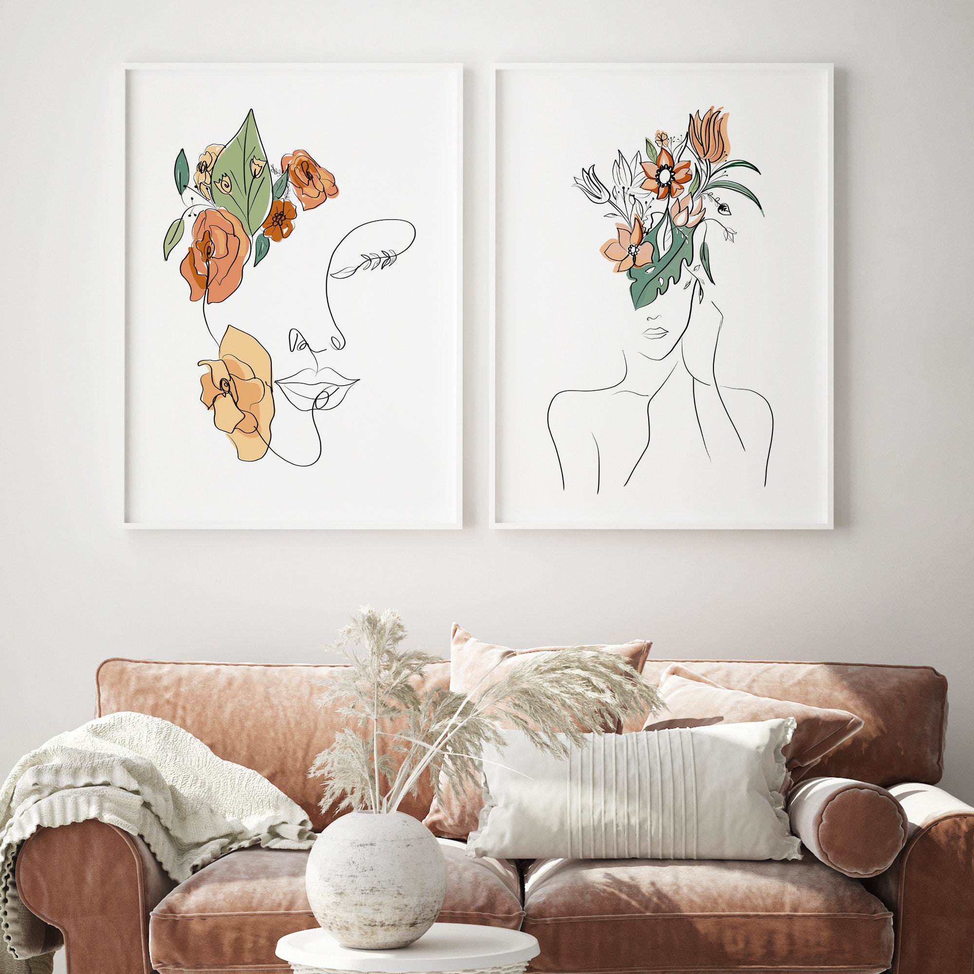 Woman Line Art Print Set of 2 Woman Line Drawing Wall Art | Etsy Australia