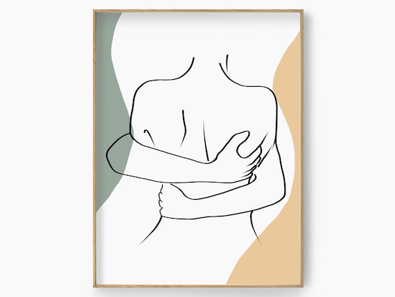 Abstract Couple Line Art Romantic Poster Couple One Line Art Body Couple  One Line Drawing Love Line Art Print Hugs Line Art Minimalist 