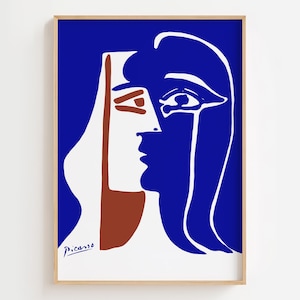 Picasso Kiss Art Print: Modern Abstract Faces Poster (Digital Download)