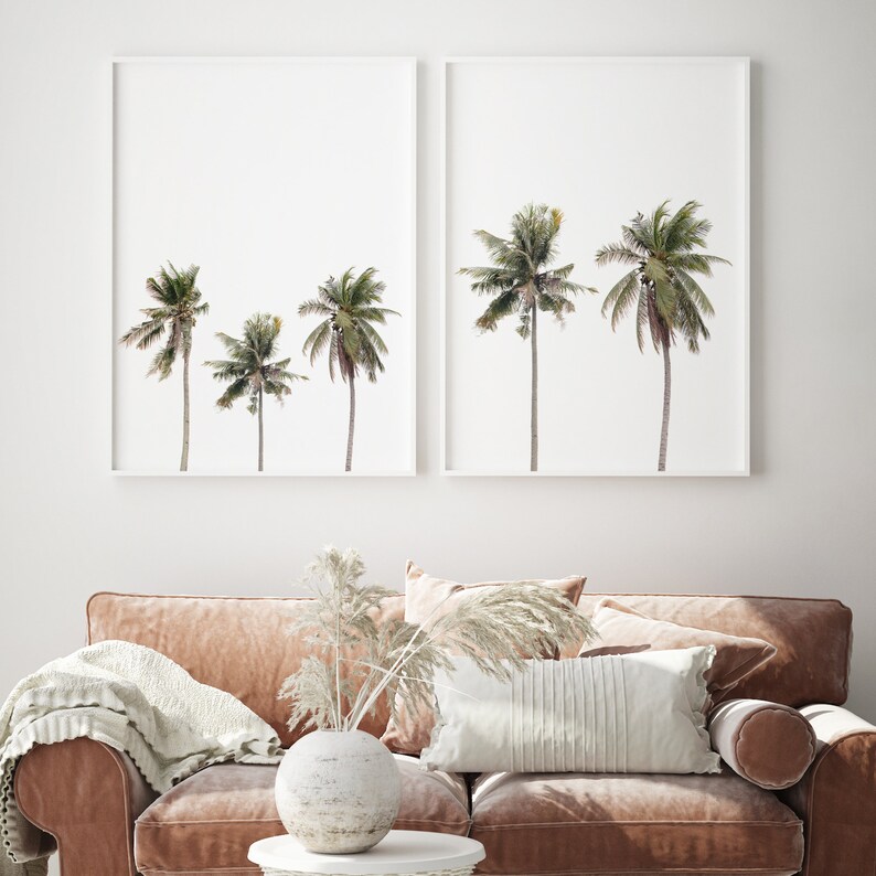 Palm Tree Wall Art Set Tropical Tree Art Print Minimalist - Etsy