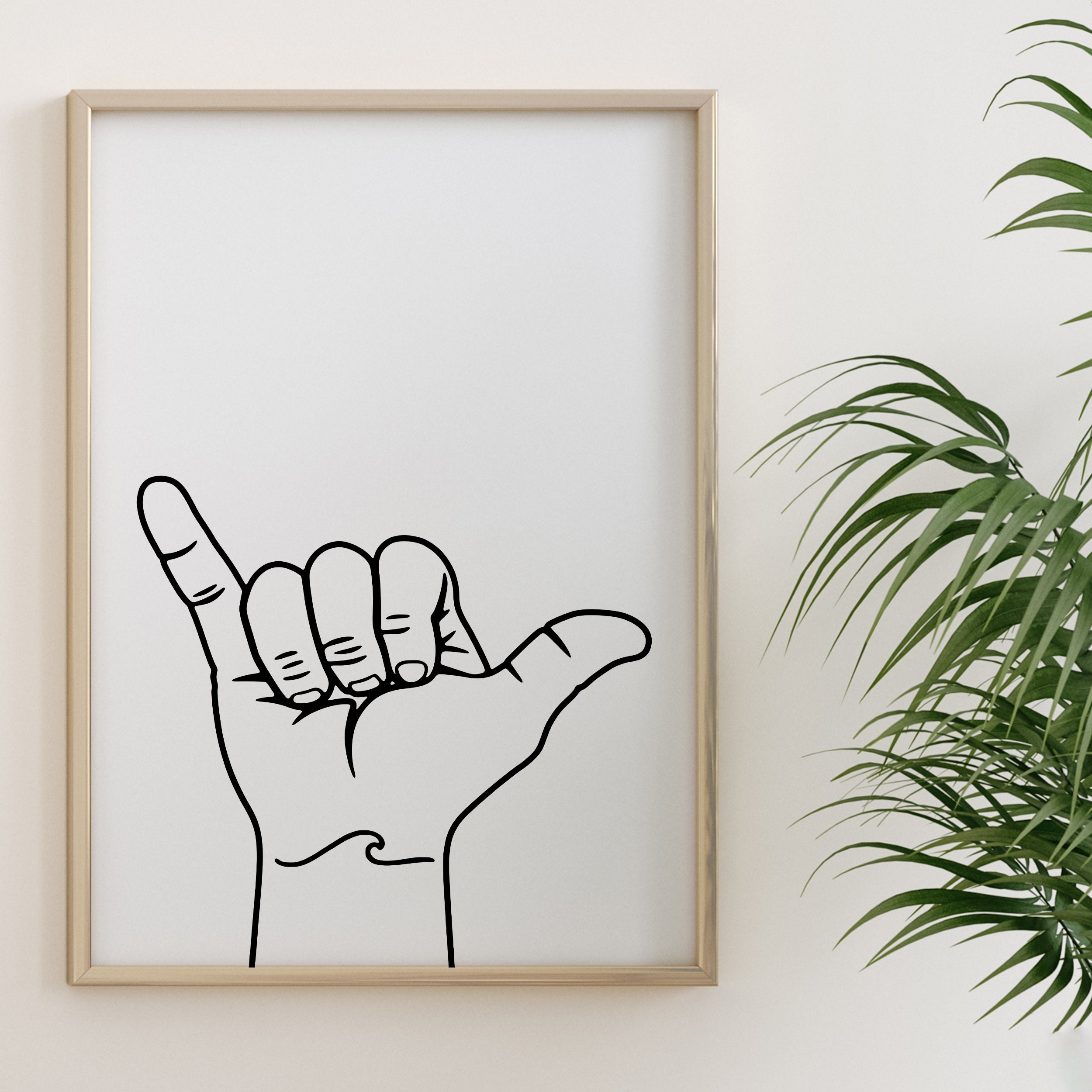 Shaka Hand Line Drawing Shaka Sign Art Print Hand Line Art Etsy Australia