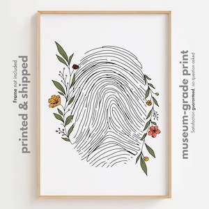 Floral Fingerprint Wall Art, FBI Forensic Gift, Pathology Office Art, Crime Scene Print, Criminal Justice Office Art, FBI Laboratory Poster