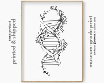 Impresión de ciencia de ADN, regalo de profesor de biología, arte de expresión genética floral, arte de huellas dactilares de ADN, impresión de código de molécula genética, arte de consultorio médico