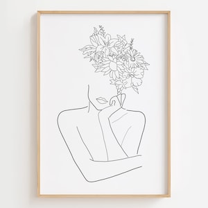 Minimalist Woman Face Line Art Print,Female Face Line Draw Poster,Modern Line Art Print,Simple Line Wall Art,Female Figure Line Art Print