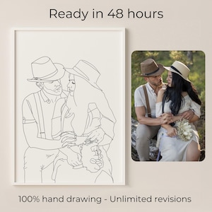 Custom Couple Line Drawing, Personalised Couple Line Portrait, Line Art from Photo, Custom Illustration, Drawing from Photo, Family Portrait