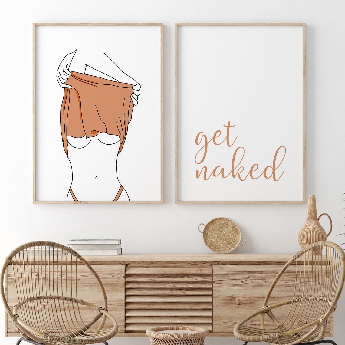 Get Naked Badezimmer Poster Set Wäsche Wandkunst bunte Linie | Etsy