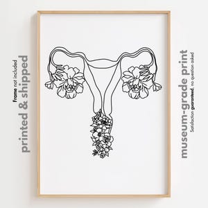 Floral Uterus Art Print, Woman Anatomy Poster, Obgyn Residency Gift, Gynecologist Gift, Midwife Wall Art, Doctor Office Decor, Medical Art