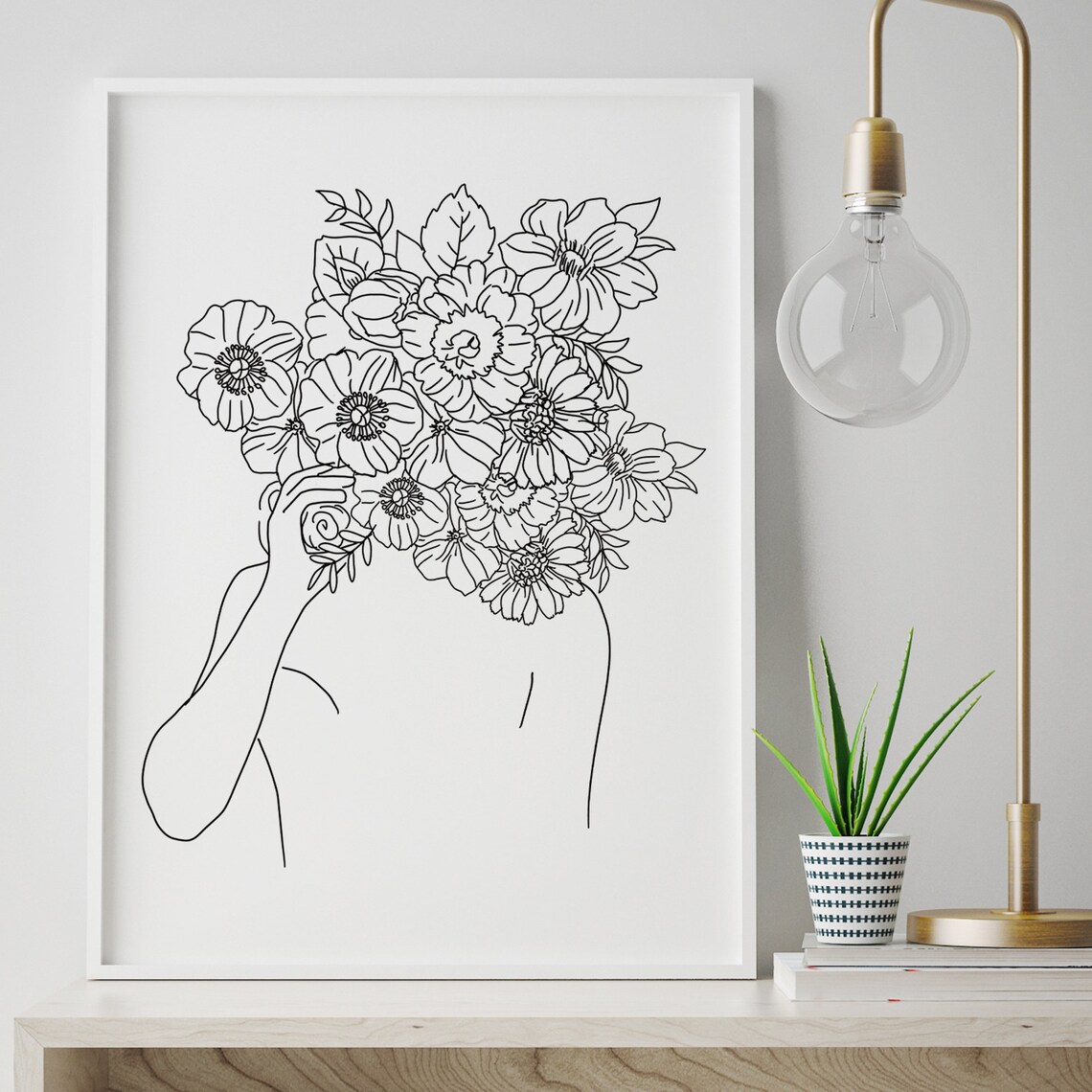 Blume Gesicht Frau Linie Kunst abstrakte Blumen weibliche | Etsy