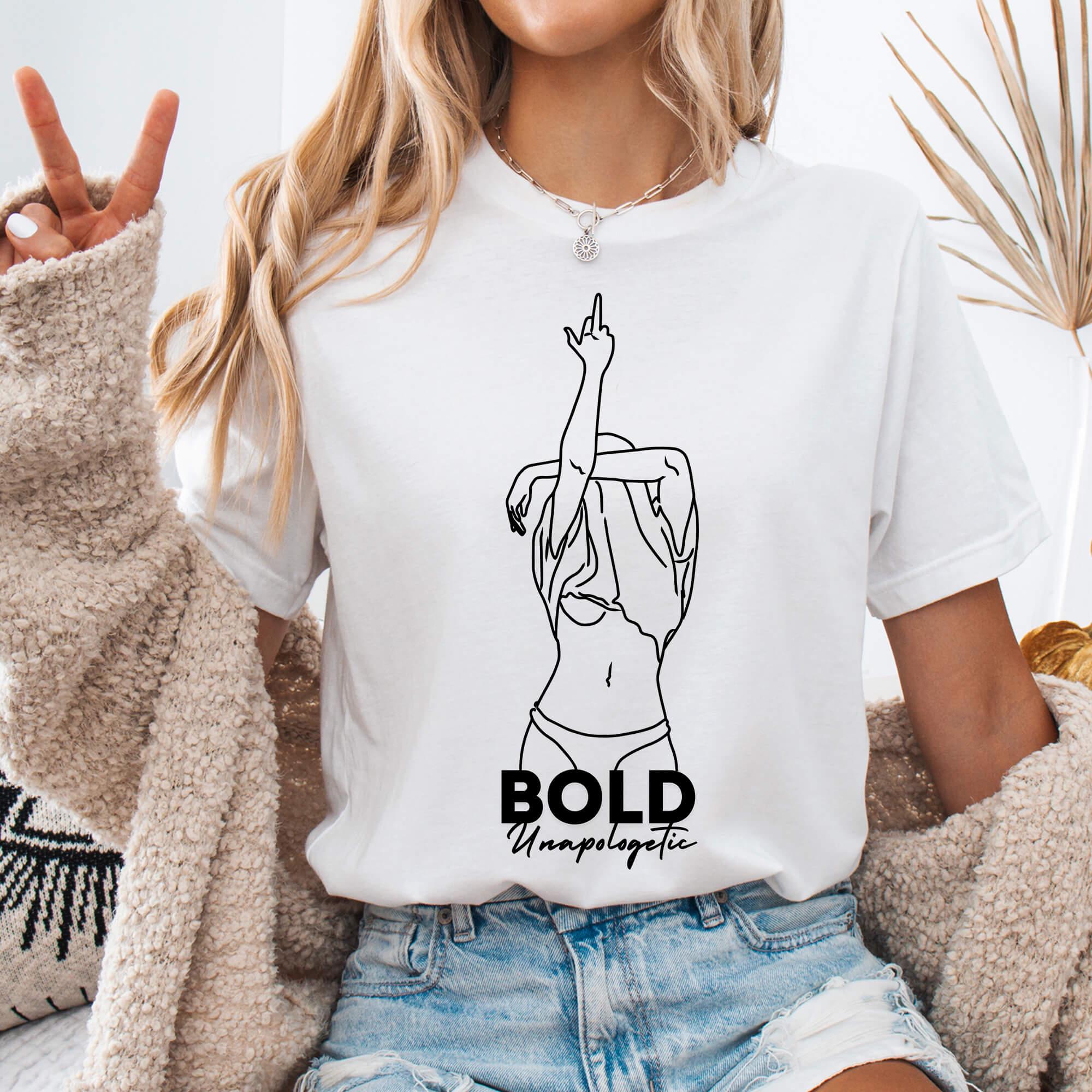 Empowerment Shirt, feministisches Grafik T-Shirt, Girl Power Inspirational Slogan T-Shirt, mutiges minimalistisches Line Art T-Shirt, selbstbewusste Frauenmode