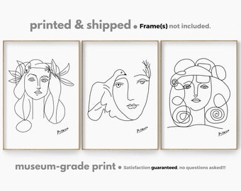 Picasso Exhibition Print Set, Picasso Woman Poster Set, Mid Century Wall Art, Museum Poster, Minimalist Woman Art, Faces of Woman Line Art