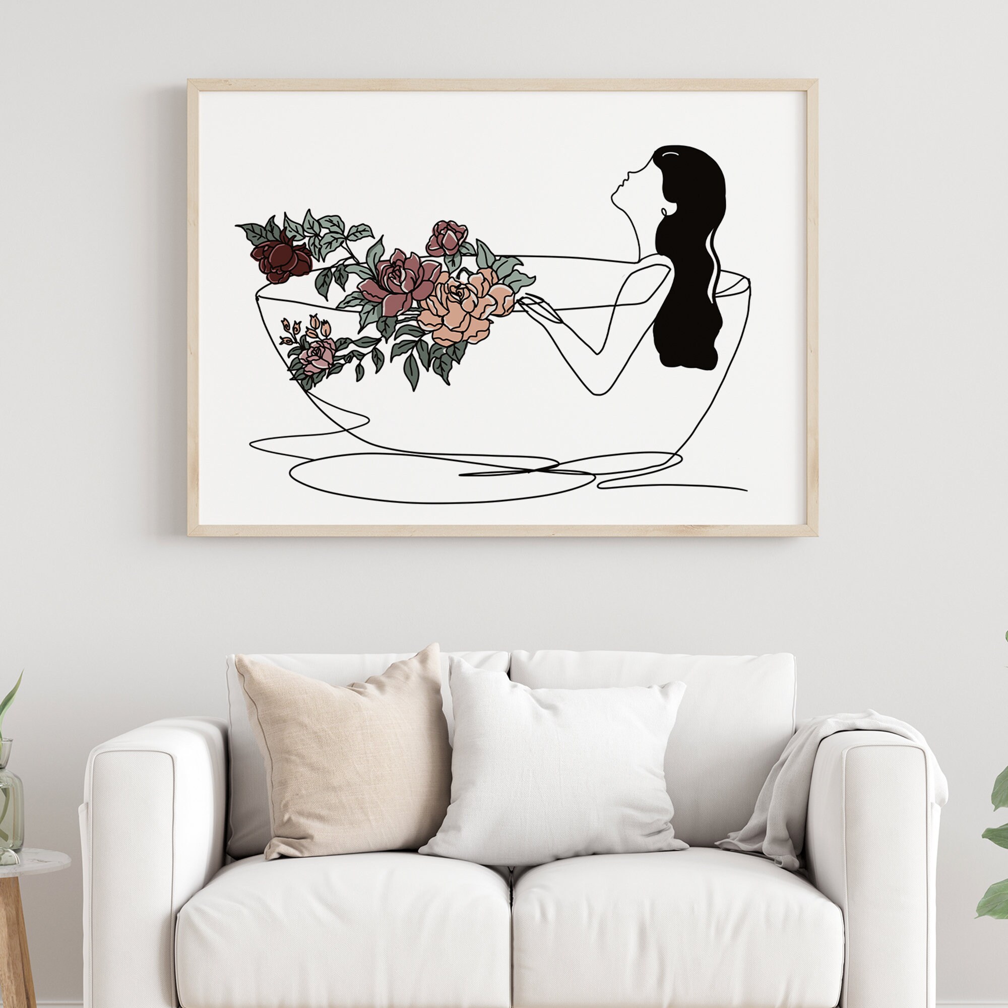 Arte de pared del baño impresión de arte de la línea de la | Etsy