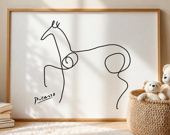 Picasso Horse Line Art Print: Minimalist Gallery Wall Decor (Digital Download)