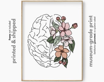 Cerebrum Flower Anatomy Art Print, Anatomy Brain Wall Art, Neurologist Gift, Gift for Psychologist, Medical Art Poster, Med School Art Print